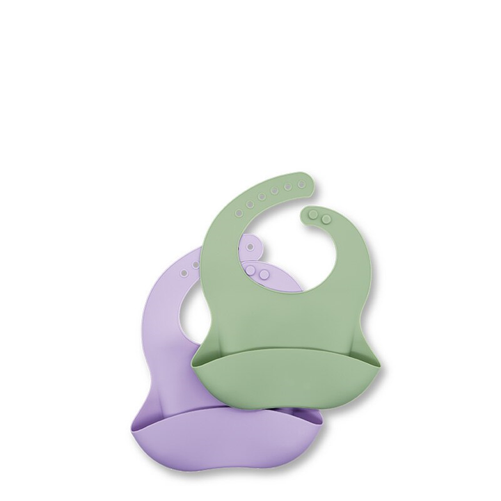 Waterproof Soft Silicone Baby Bibs with Animal Print-Grey-green-State of Style