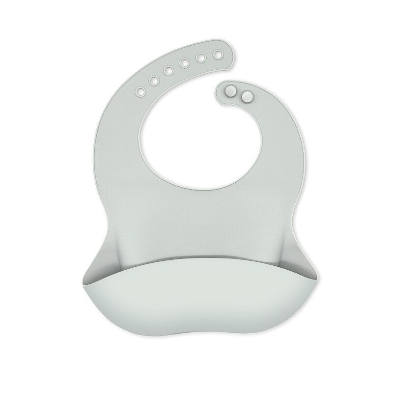 Waterproof Soft Silicone Baby Bibs with Animal Print-Grey-State of Style