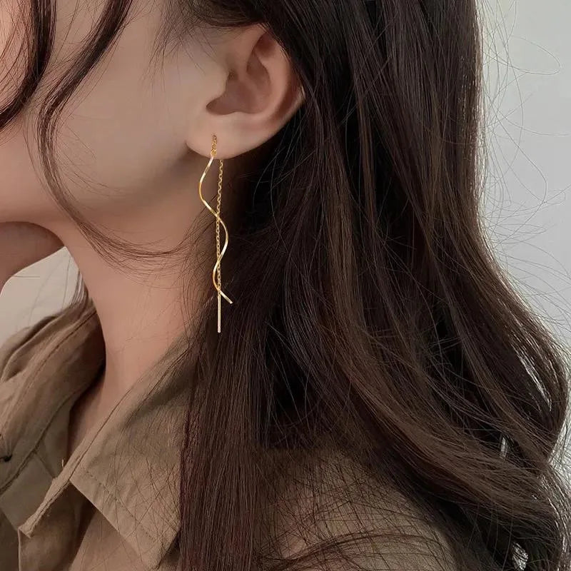 Wave Threader Earrings | Stylish Women's Jewellery-GOLD-State of Style
