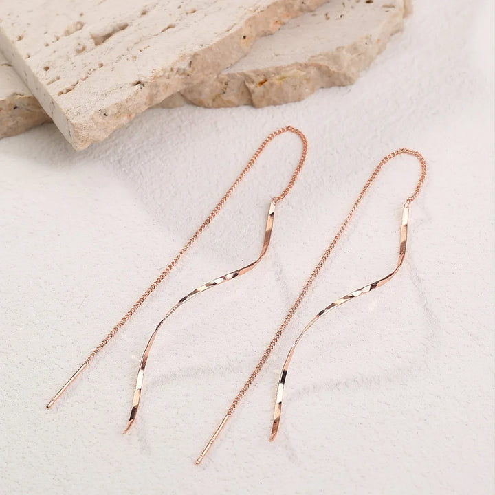 Wave Threader Earrings | Stylish Women's Jewellery-GOLD-State of Style