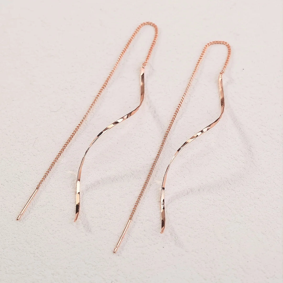 Wave Threader Earrings | Stylish Women's Jewellery-GOLD-State of Style