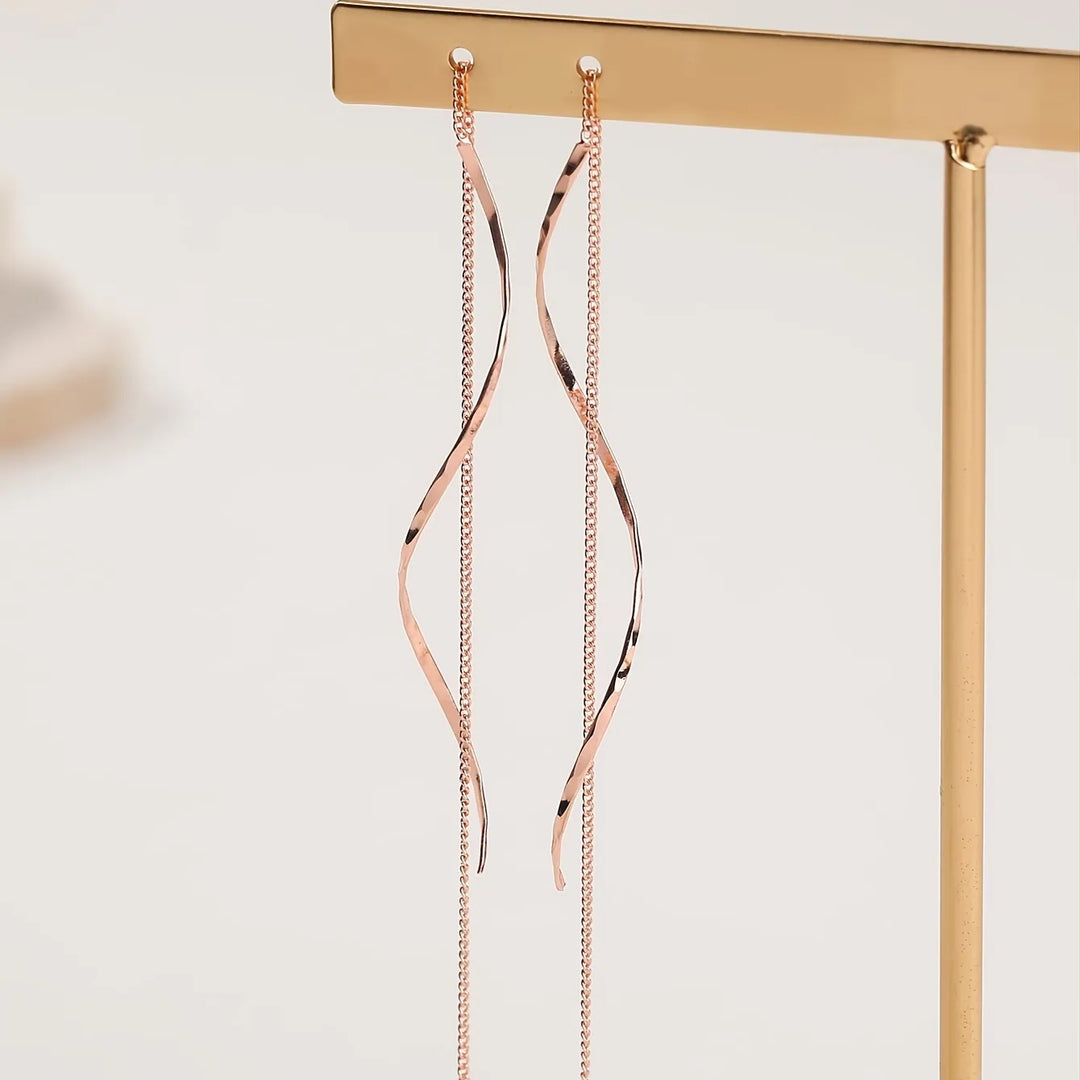 Wave Threader Earrings | Stylish Women's Jewellery-GOLD-State of Style