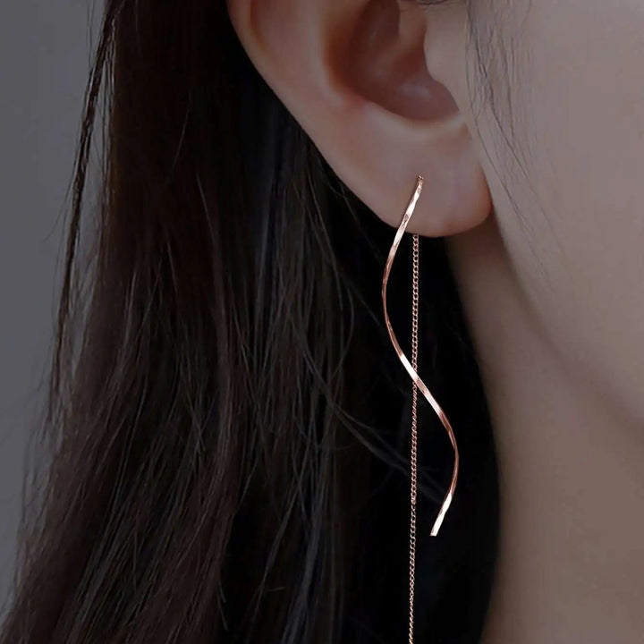 Wave Threader Earrings | Stylish Women's Jewellery-GOLD-State of Style