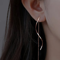 Wave Threader Earrings | Stylish Women's Jewellery-ROSE GOLD-State of Style
