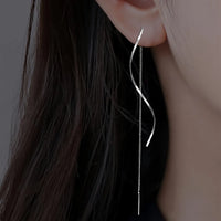 Wave Threader Earrings | Stylish Women's Jewellery-SILVER-State of Style