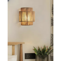 WeaveGlow Contemporary Rattan Woven Wall Lamp-Beige-State of Style