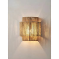 WeaveGlow Contemporary Rattan Woven Wall Lamp-Beige-State of Style