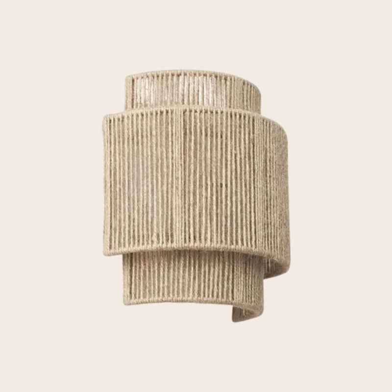 WeaveGlow Contemporary Rattan Woven Wall Lamp-Beige-State of Style