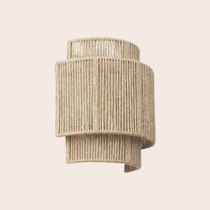 WeaveGlow Contemporary Rattan Woven Wall Lamp-Beige-State of Style