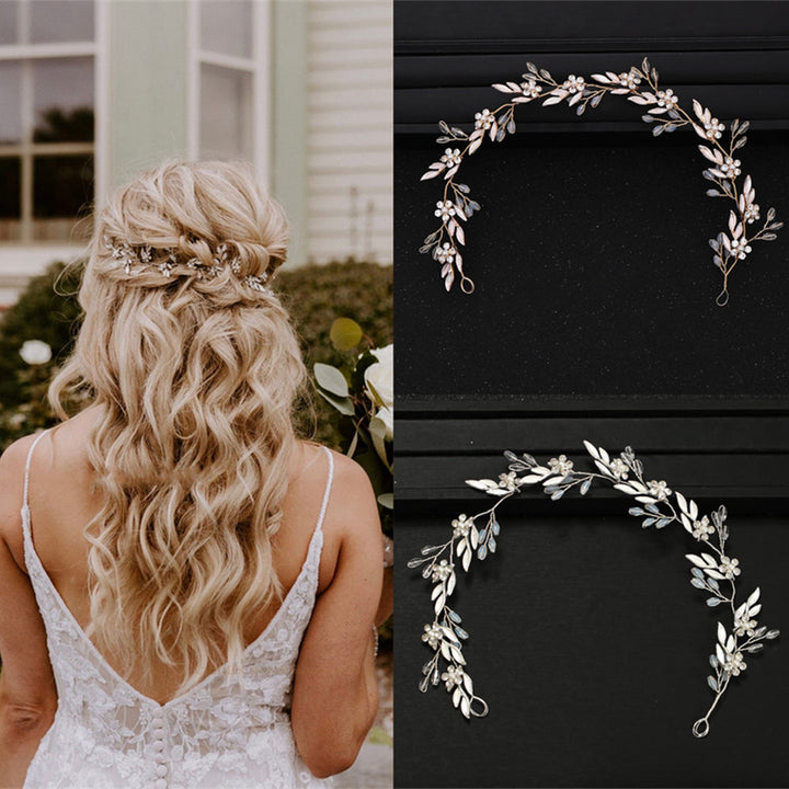 Wedding Crystal Flower Headband for Women-Gold-State of Style
