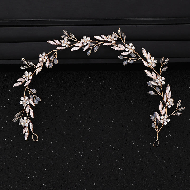 Wedding Crystal Flower Headband for Women-Gold-State of Style