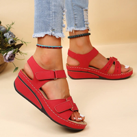 Wedge Heel Orthopaedic Sandals | Pain Relief Footwear-Red-3.0-State of Style
