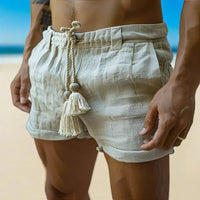 White airy linen shorts with drawstring for men – Mattis-S-State of Style