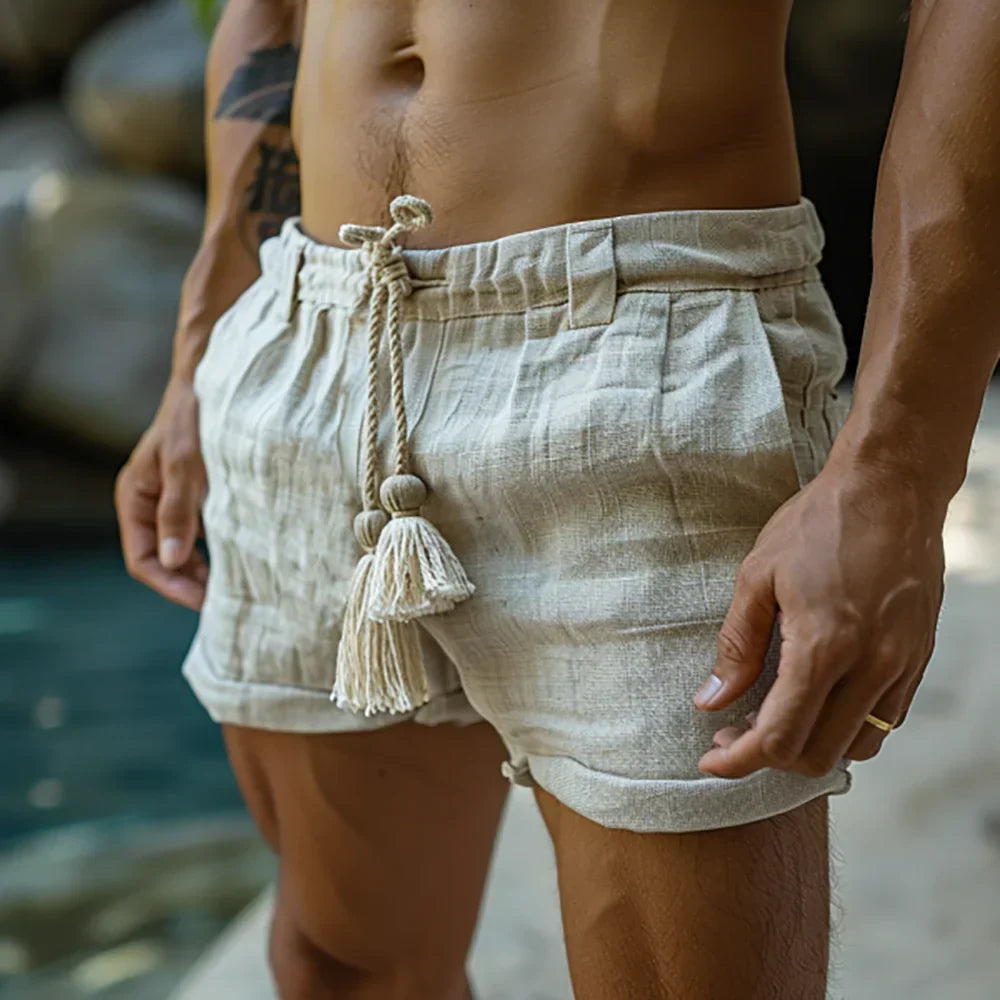 White airy linen shorts with drawstring for men – Mattis-S-State of Style