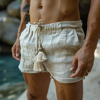 White airy linen shorts with drawstring for men – Mattis-S-State of Style