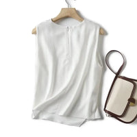 White airy & stylish sleeveless linen blouse for women – Amira-S-State of Style