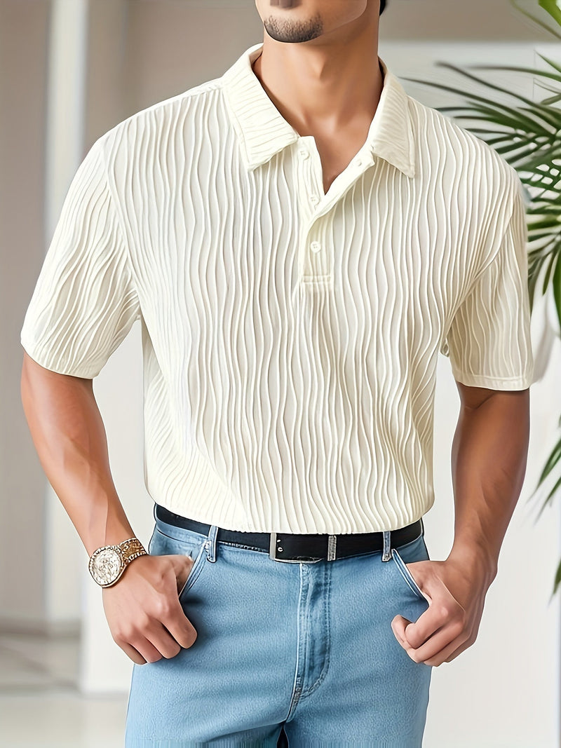 White Casual Striped Polo Shirt - Elias-S-State of Style