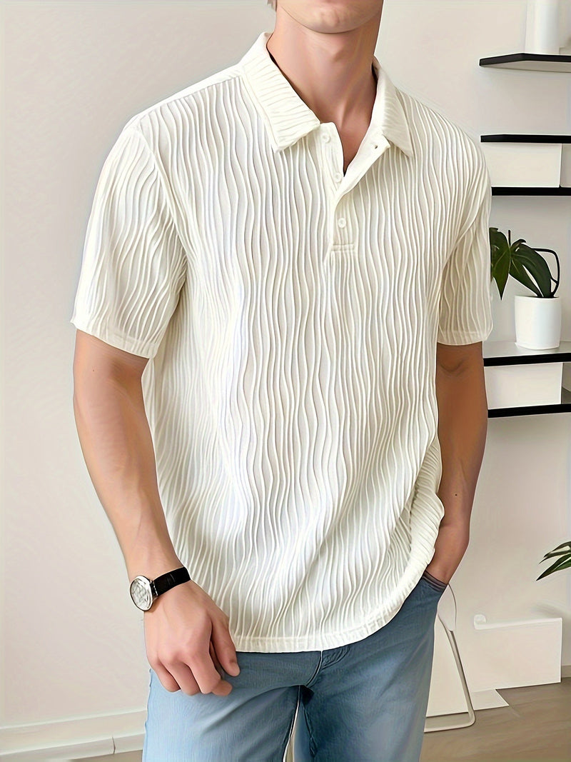 White Casual Striped Polo Shirt - Elias-S-State of Style