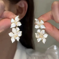 White Flower Hanging Earrings - Florina-State of Style