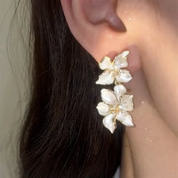White Flower Hanging Earrings - Florina-State of Style