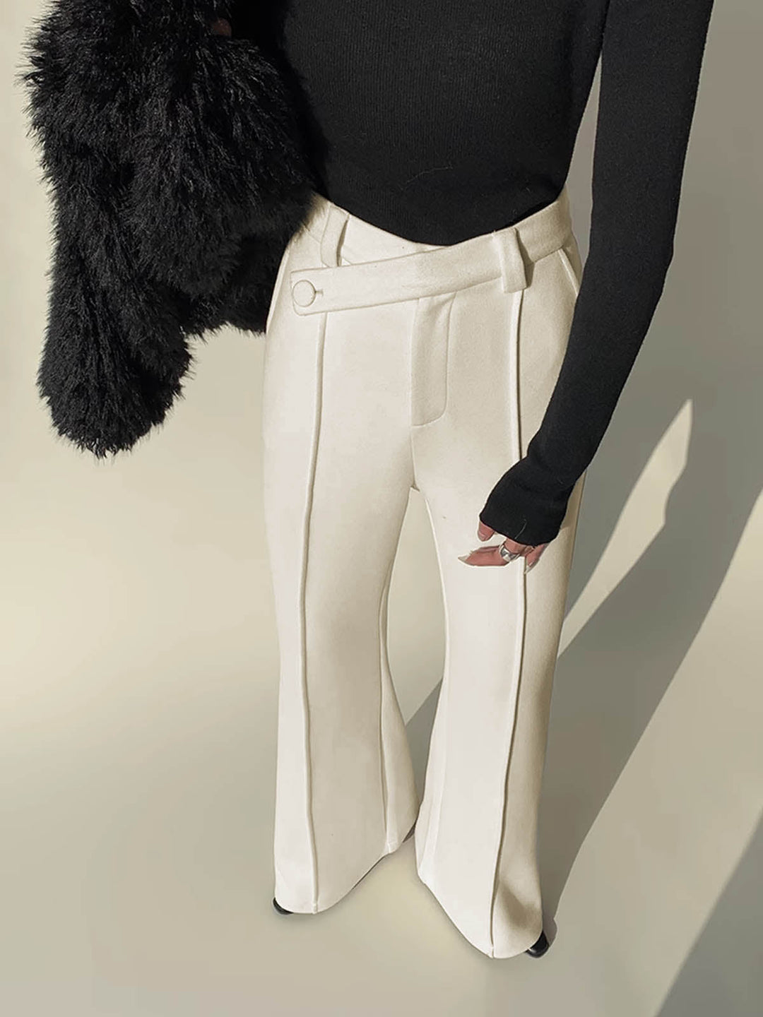White High-Waist Trousers with Wide Legs for Women - Amara-XS-State of Style