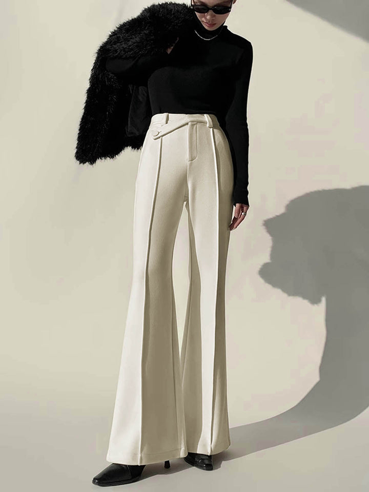 White High-Waist Trousers with Wide Legs for Women - Amara-XS-State of Style