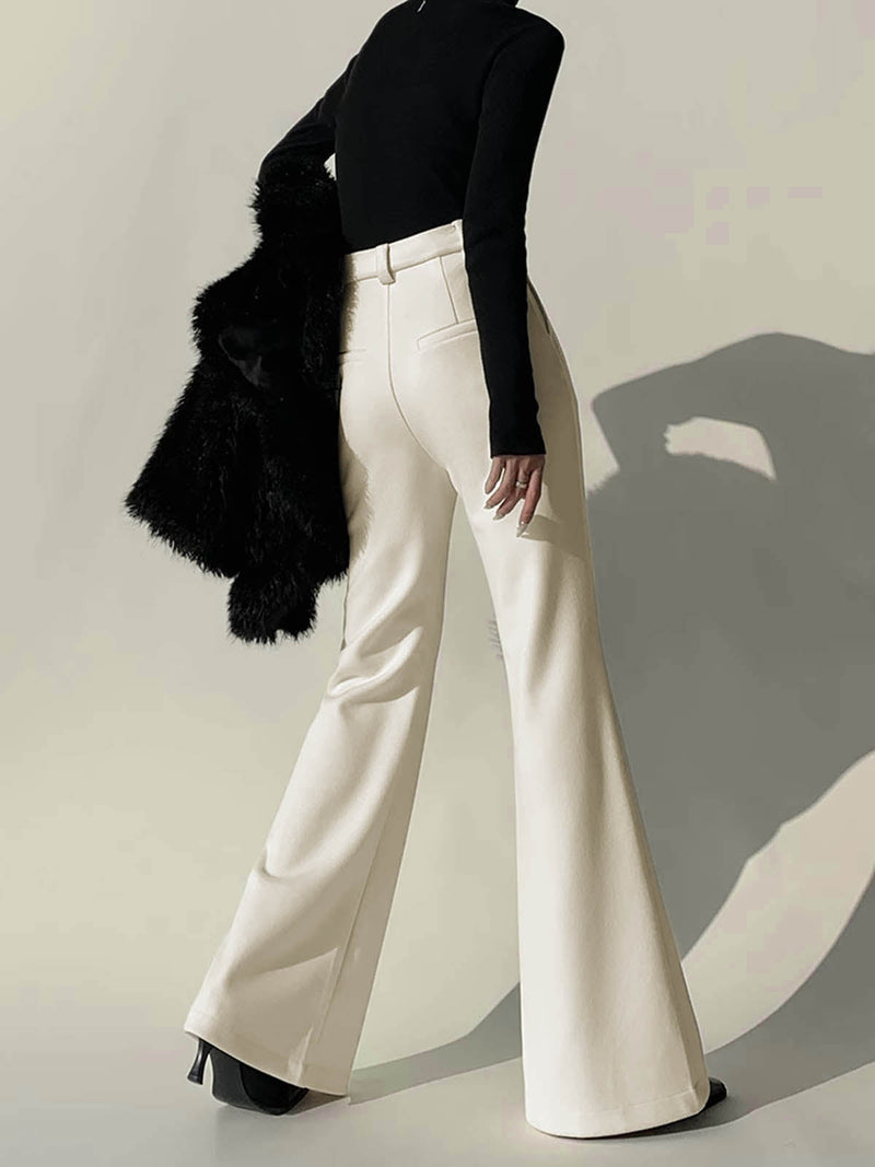 White High-Waist Trousers with Wide Legs for Women - Amara-XS-State of Style