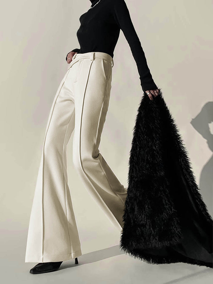 White High-Waist Trousers with Wide Legs for Women - Amara-XS-State of Style