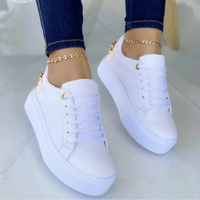 White Leather Sneakers with Metal Chain - ComfortStep-White-4-State of Style