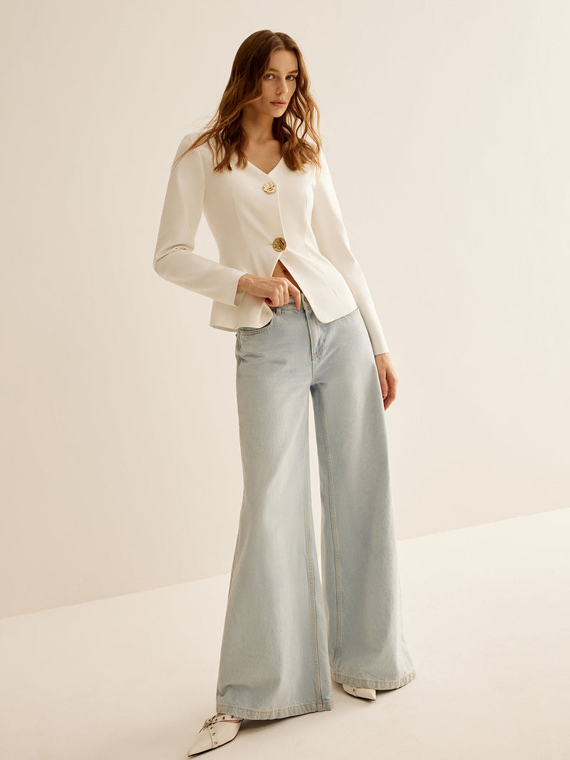 White Slim Fit Ladies Blazer - Clara-XS-State of Style