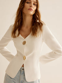 White Slim Fit Ladies Blazer - Clara-XS-State of Style