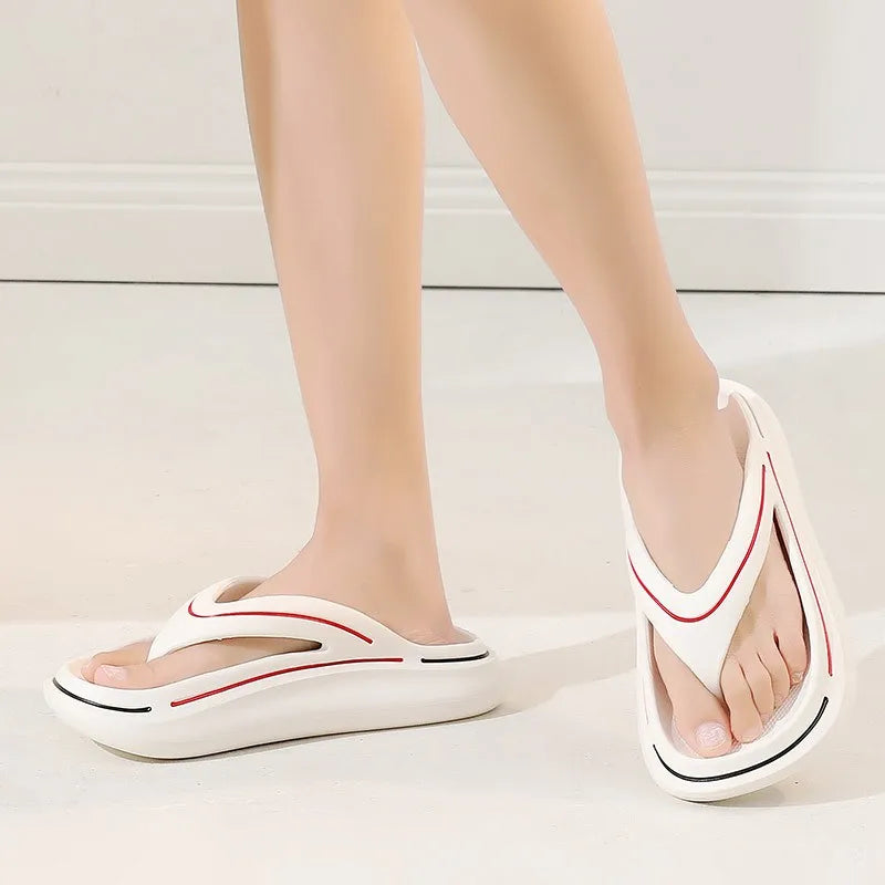 White ultra-light unisex summer slippers with memory foam sole – Jureo-6.5-State of Style