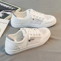 White women's sneakers with mesh upper – Elena-White Grey-3-State of Style
