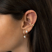 Wide Creole Earrings with Star Zirconia - Lunara-Silver-State of Style