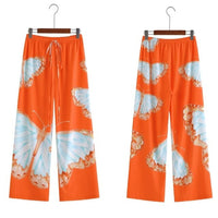 Wide-cut summer trousers made of chiffon – Liana-Brown-S-State of Style