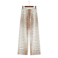 Wide-cut summer trousers made of chiffon – Liana-Khaki-S-State of Style