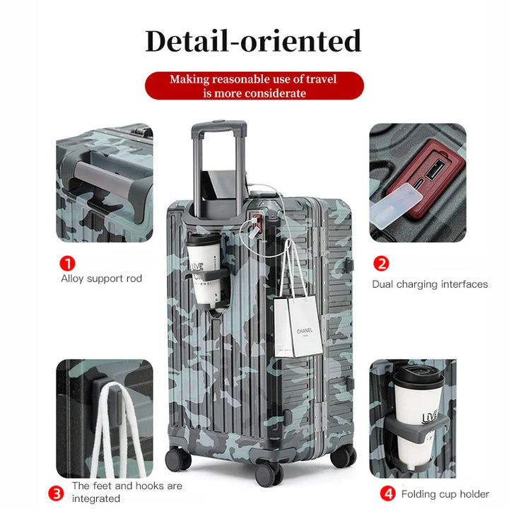 Wide Grip Hard Shell Suitcase - Zagreb-Gray-S (47 L)-State of Style