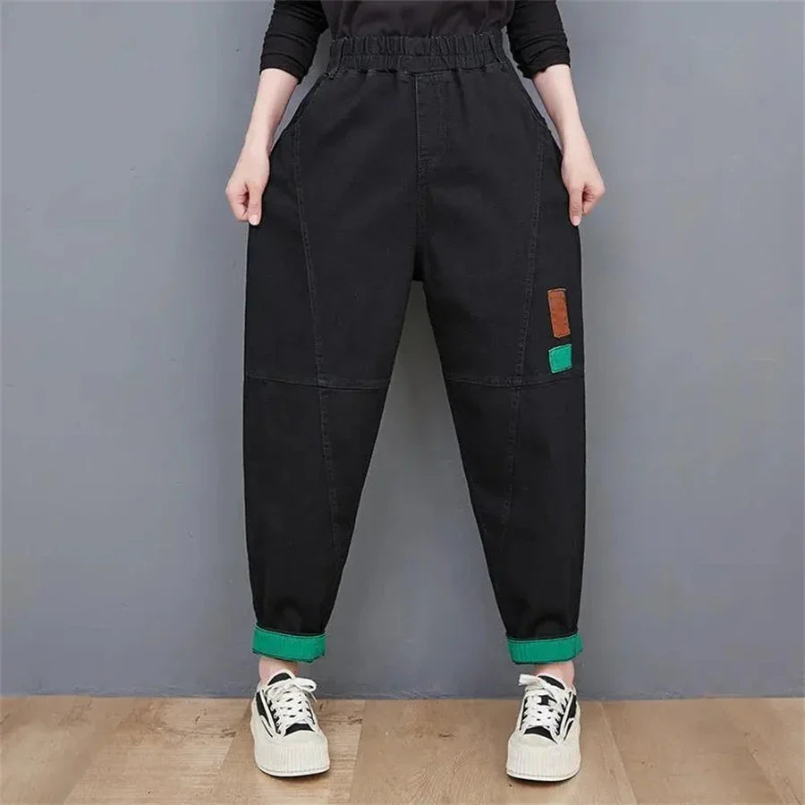 Wide-Leg Oversized Ankle-Length Jeans-Black-M-State of Style