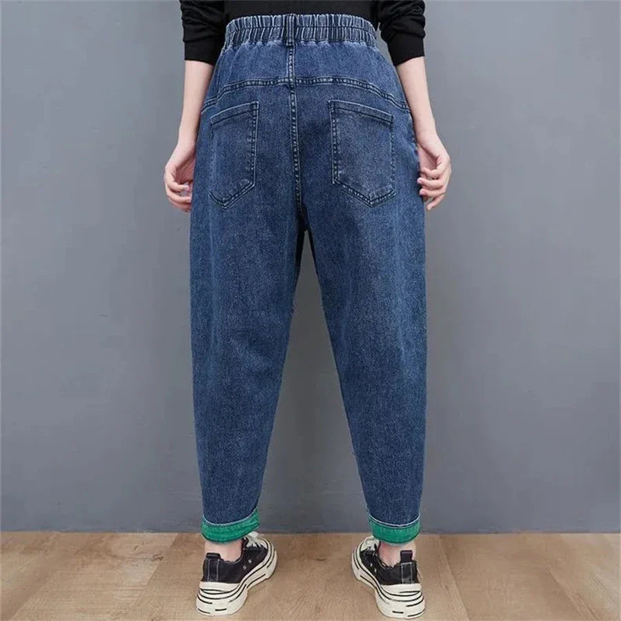 Wide-Leg Oversized Ankle-Length Jeans-Blue-M-State of Style