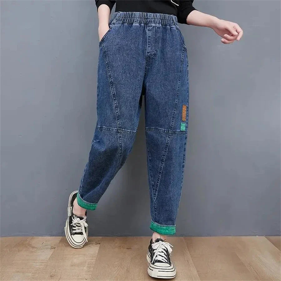 Wide-Leg Oversized Ankle-Length Jeans-Blue-M-State of Style