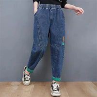 Wide-Leg Oversized Ankle-Length Jeans-Blue-M-State of Style