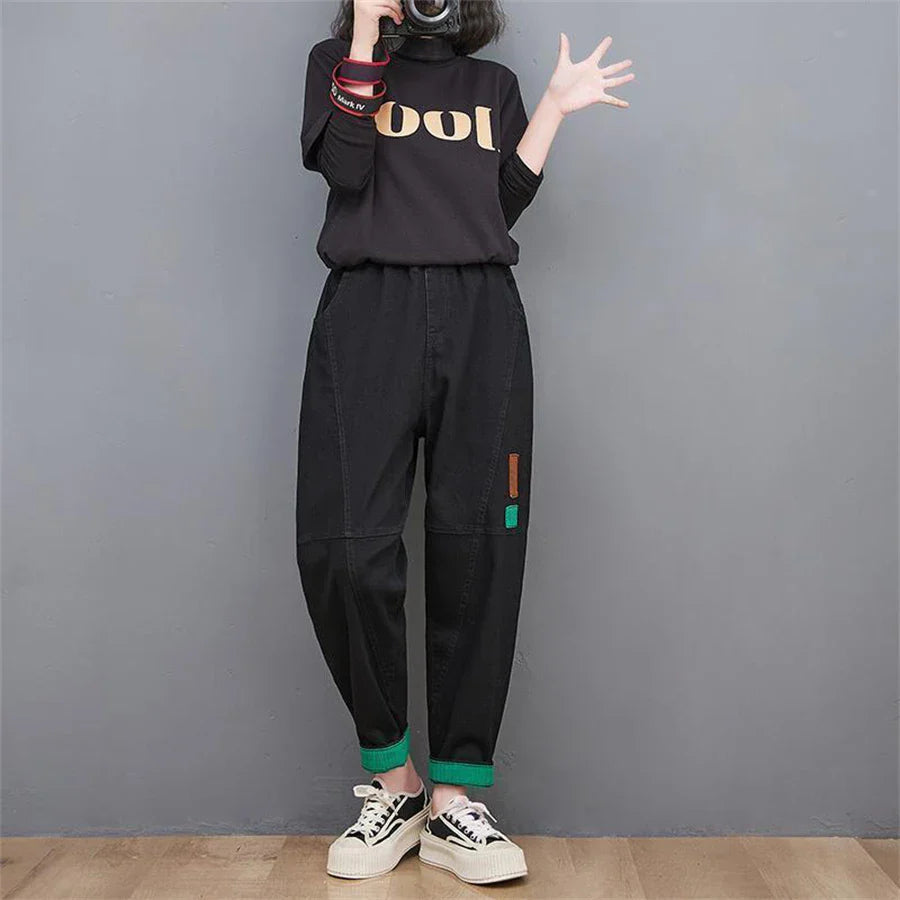 Wide-Leg Oversized Ankle-Length Jeans-Blue-M-State of Style