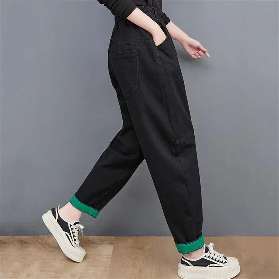 Wide-Leg Oversized Ankle-Length Jeans-Blue-M-State of Style