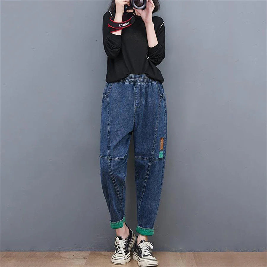 Wide-Leg Oversized Ankle-Length Jeans-Blue-M-State of Style