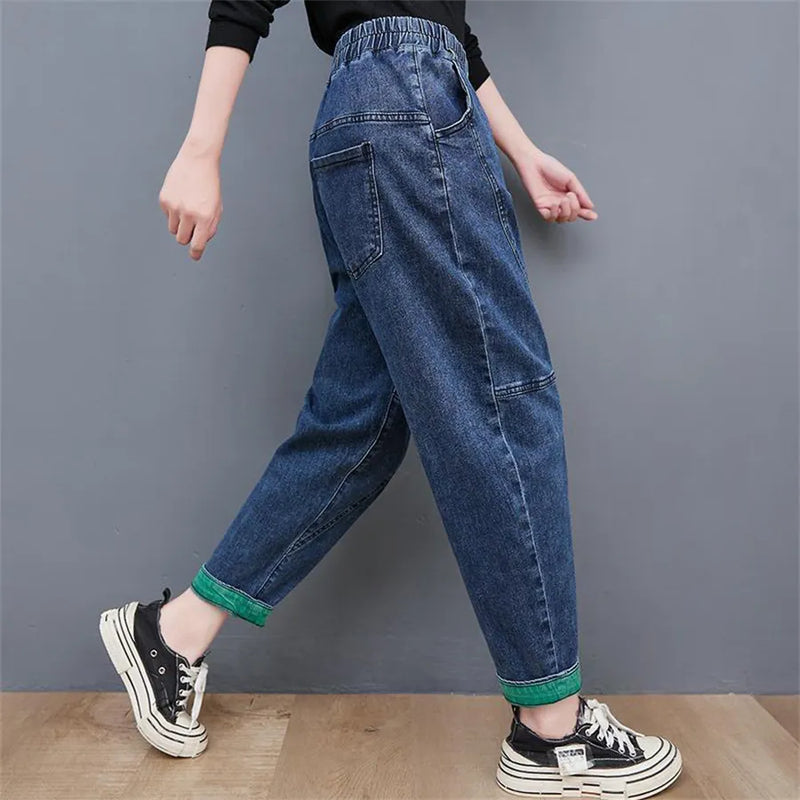 Wide-Leg Oversized Ankle-Length Jeans-Blue-M-State of Style