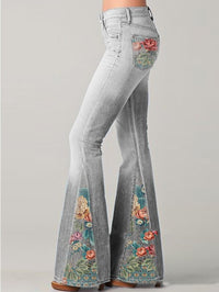Wide Leg Trousers with Trendy Floral Print - Luna-Blue-S-State of Style