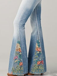 Wide Leg Trousers with Trendy Floral Print - Luna-Blue-S-State of Style
