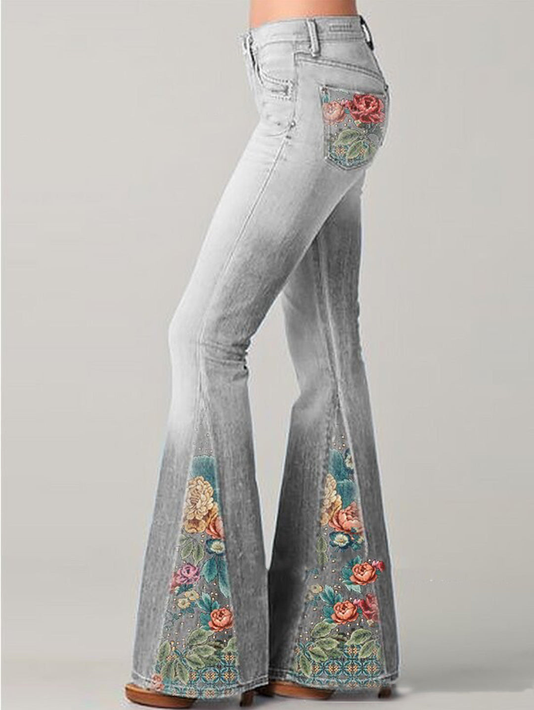 Wide Leg Trousers with Trendy Floral Print - Luna-Grey-S-State of Style