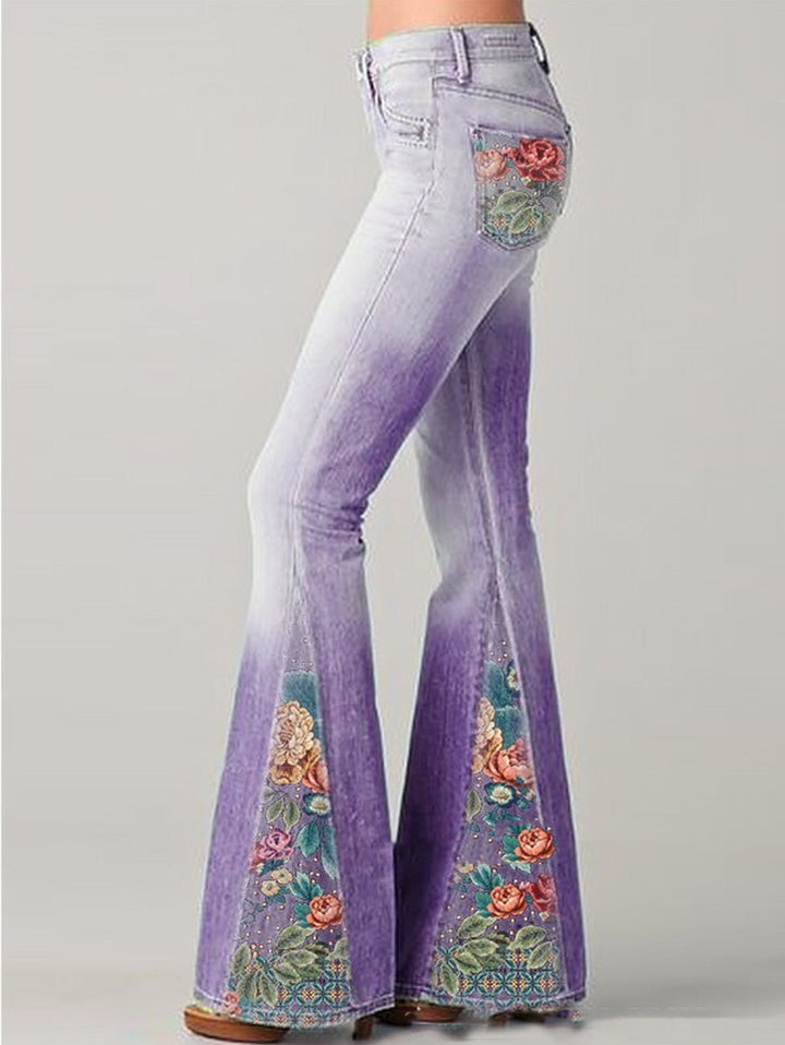 Wide Leg Trousers with Trendy Floral Print - Luna-Purple-S-State of Style