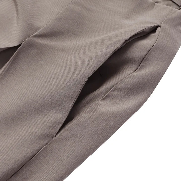 Wide-Leg Work Pants in Plus Sizes-Black A-S-State of Style